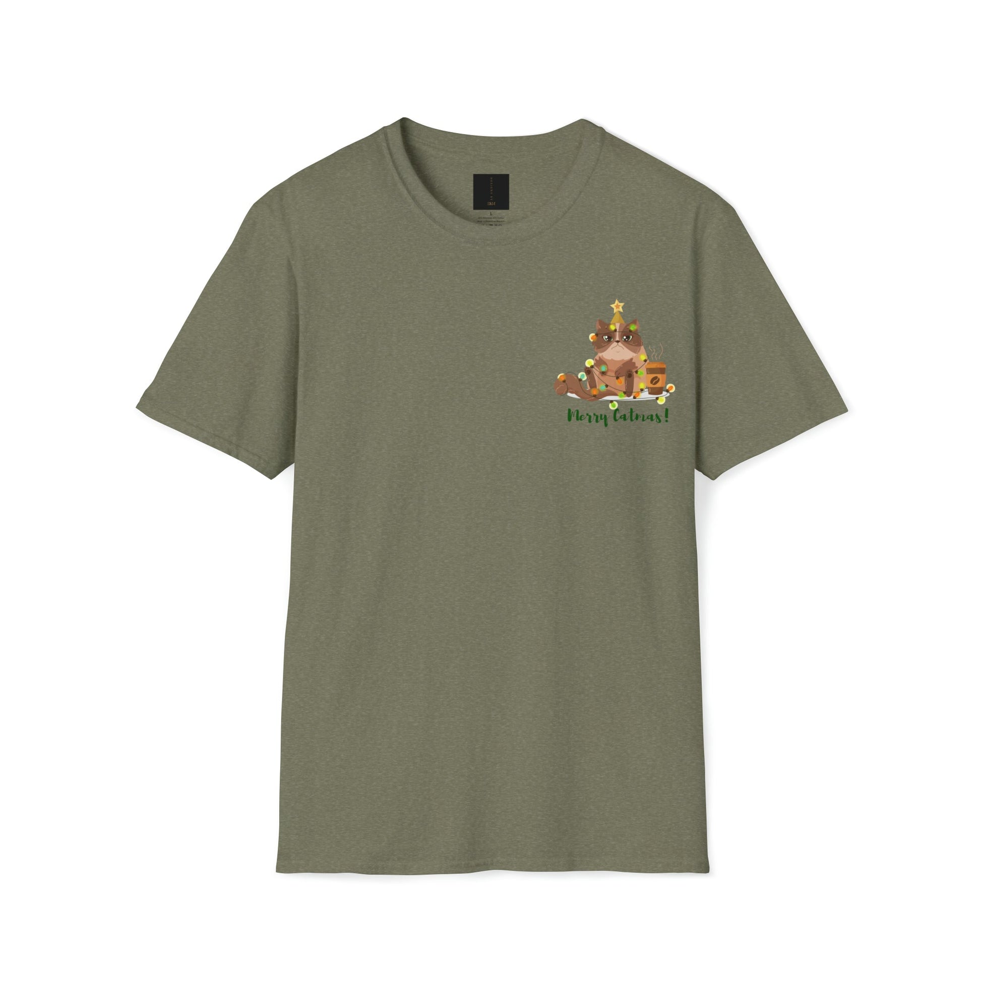 Merry Catmas! Christmas T-Shirt - Heather Military Green / XL - T-Shirt