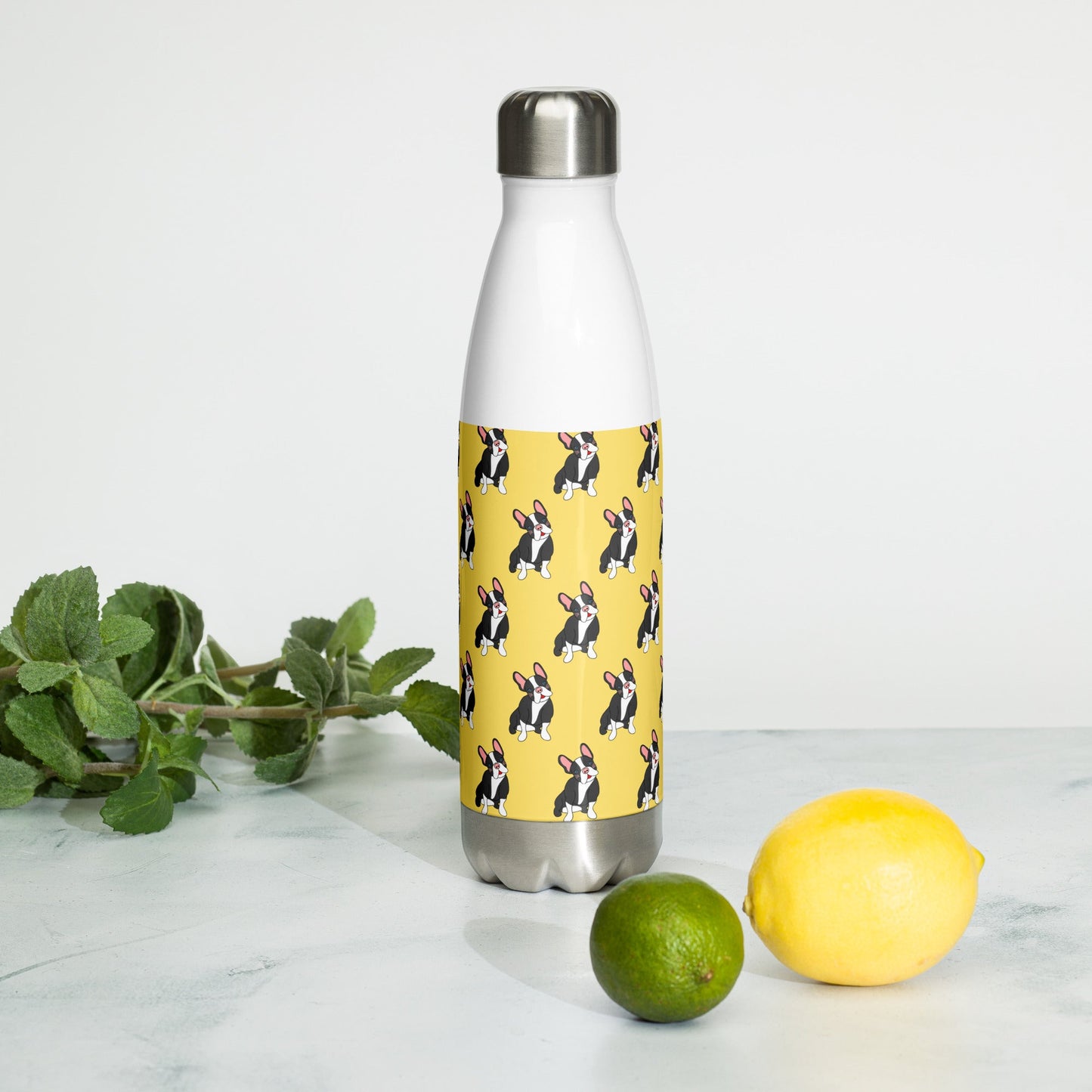 Frenchie Stainless Steel Water Bottle - Designs by DKMc